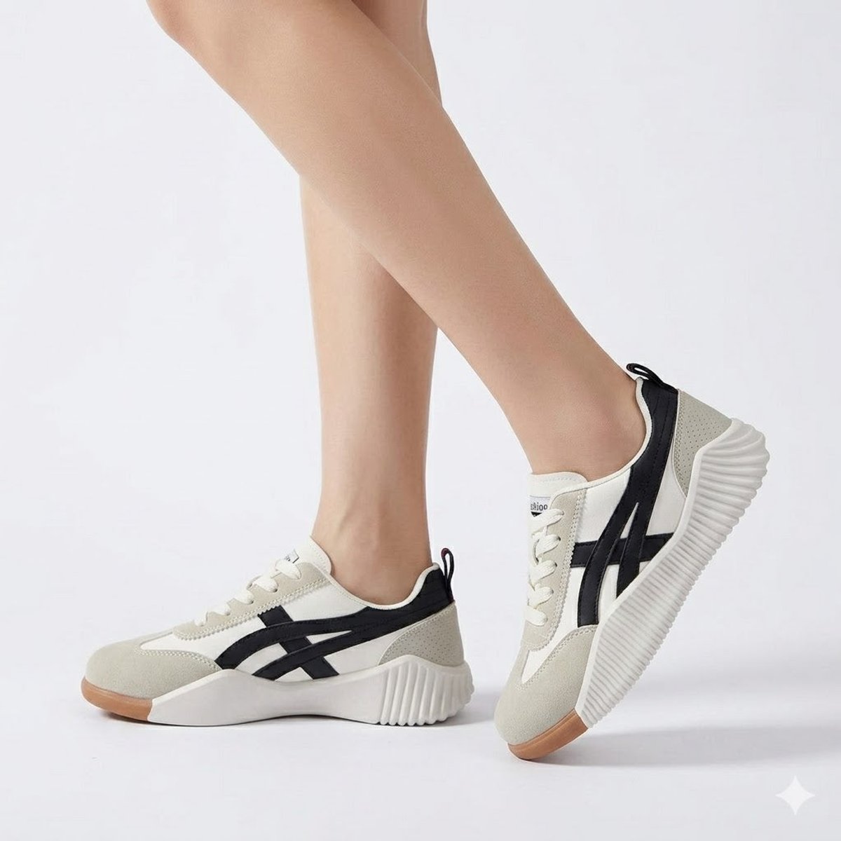 Women's Orthopedic Platform Lace-Up Comfort Sneakers - Black