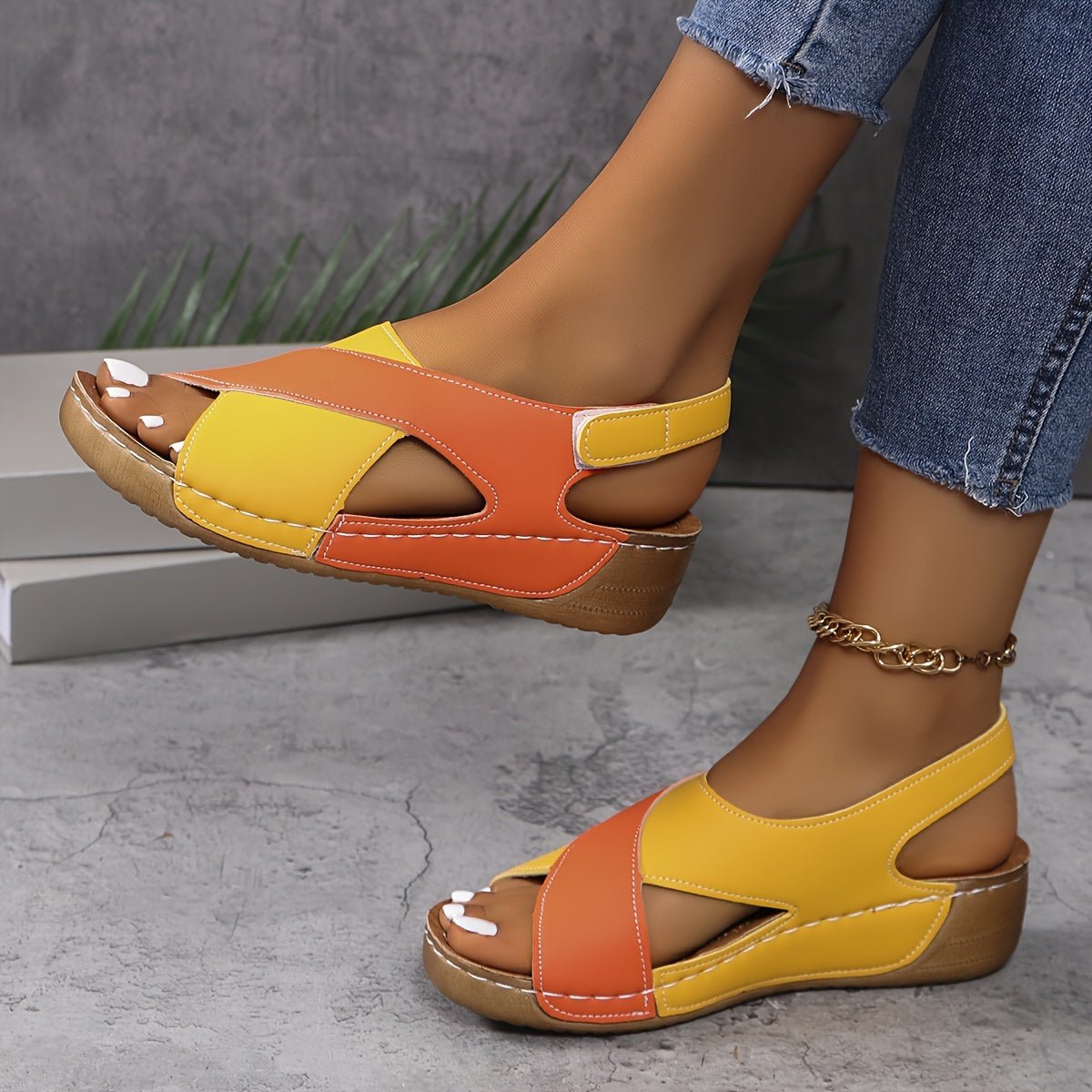 Women's Orthopedic Platform Wedge Sandals - Orange