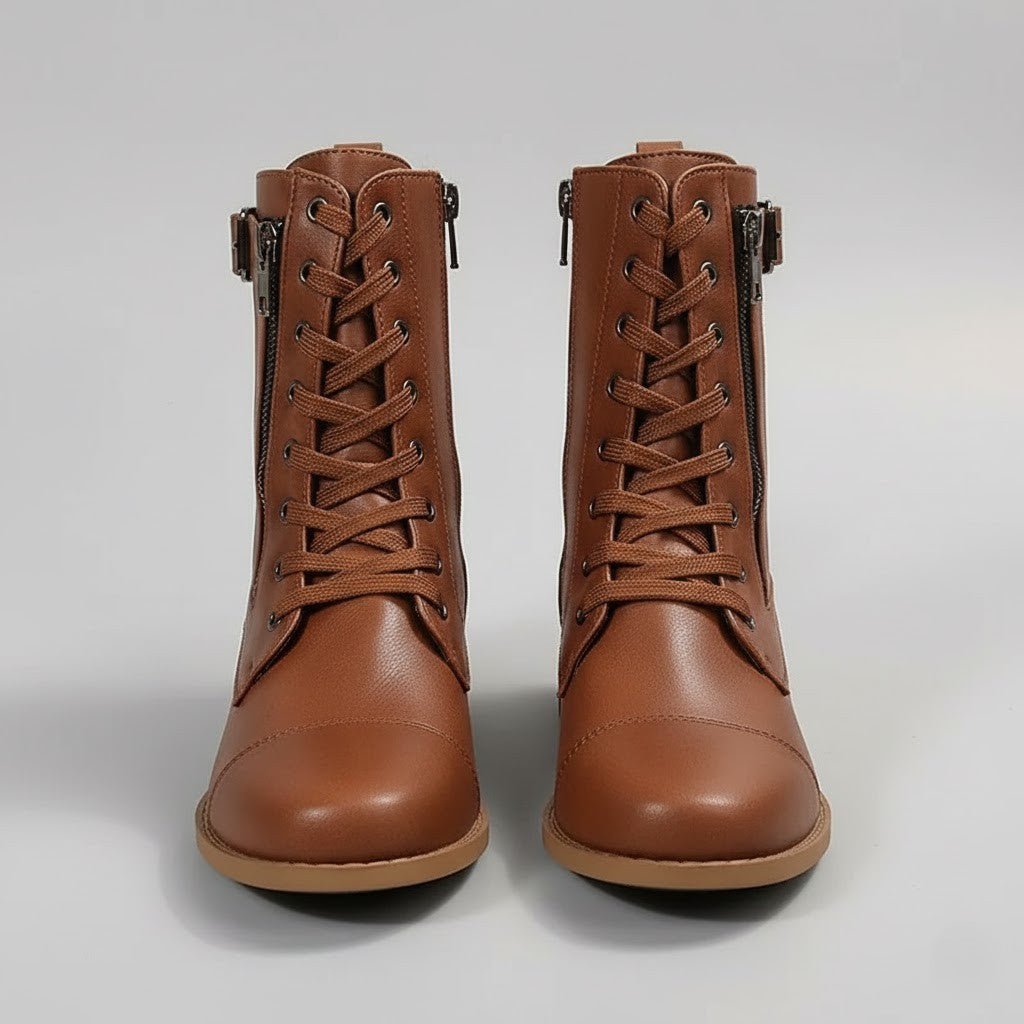 Women's Orthopedic Side-Zip Ankle Boots - Brown