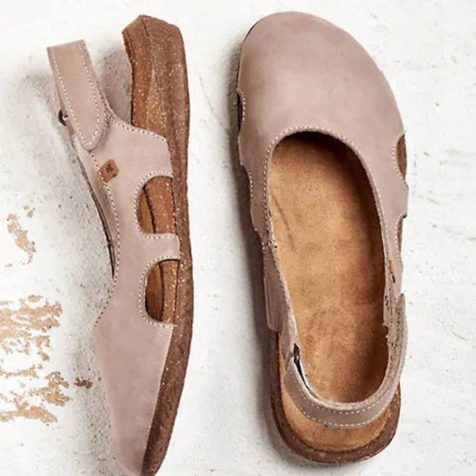 Women's Orthopedic Slingback Comfort Sandals Open-Toe Cork Footbed - Beige