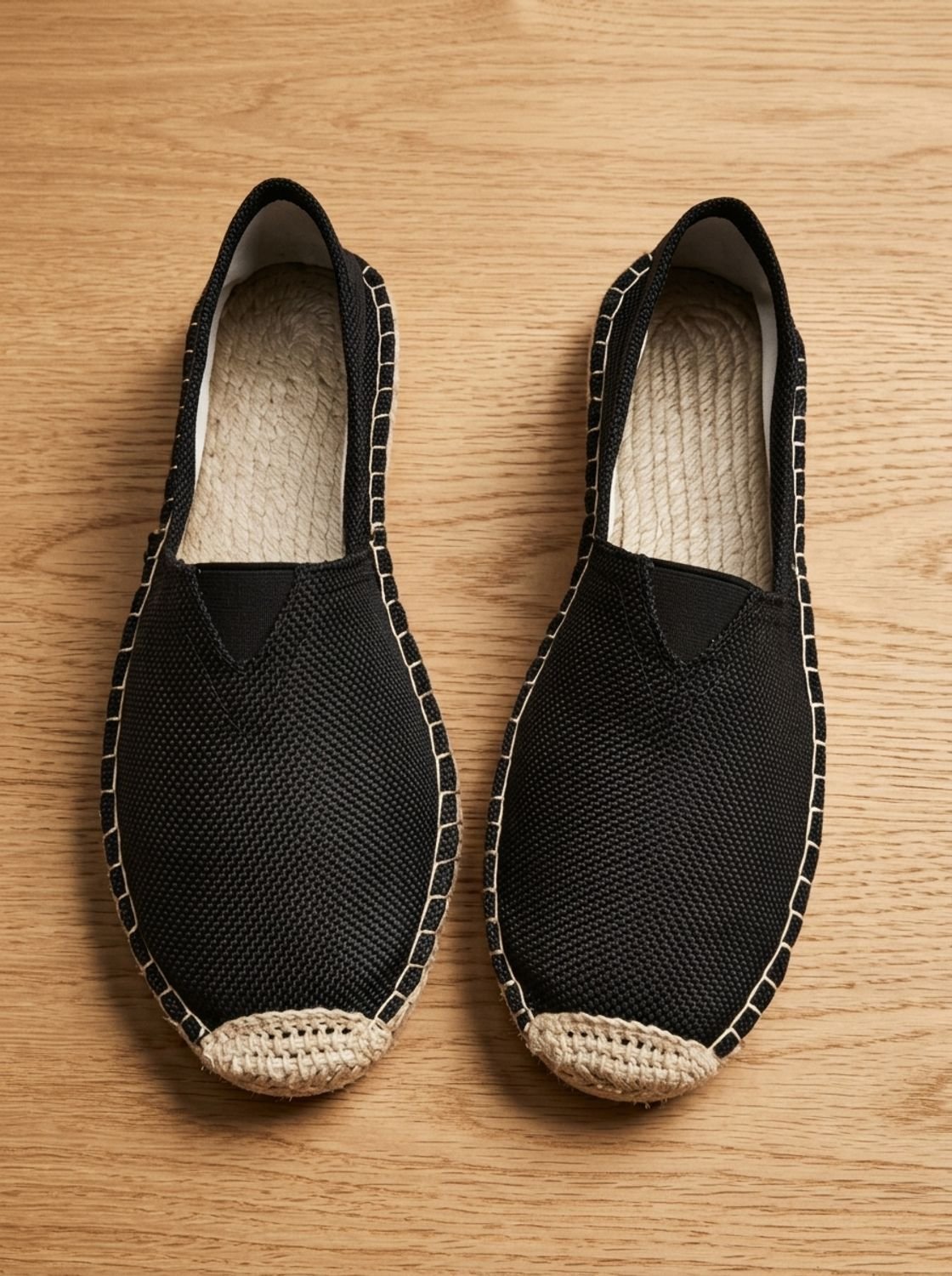 Women's Orthopedic Slip-On Canvas Espadrille Flats - Black