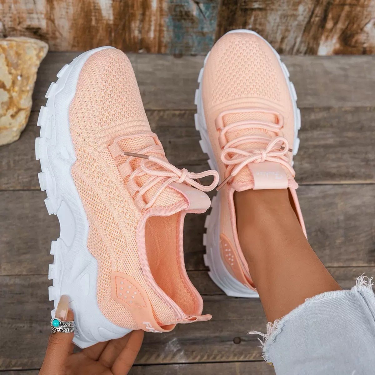 Women's Orthopedic Sneakers Mesh Breathable Comfort - Peach