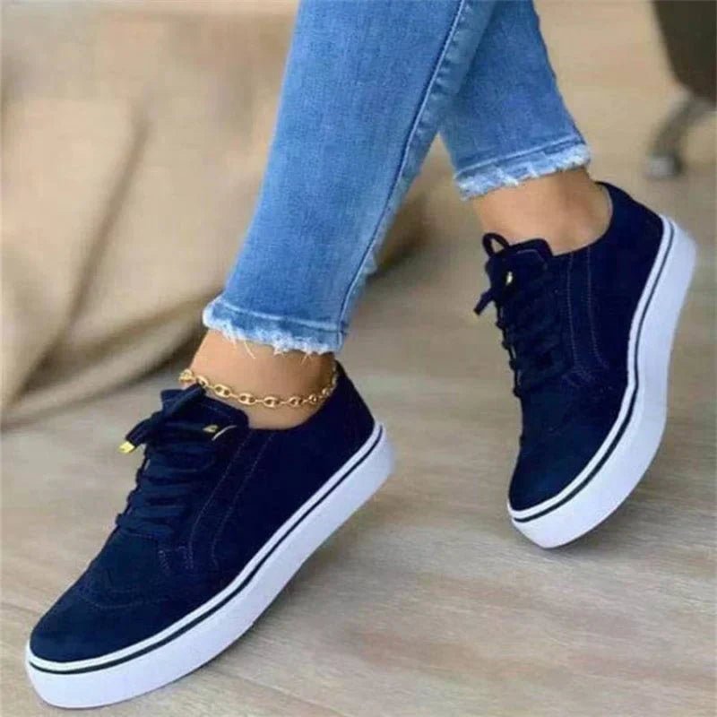 Women's Orthopedic Sneakers Platform Lace-Up Comfort - Blue