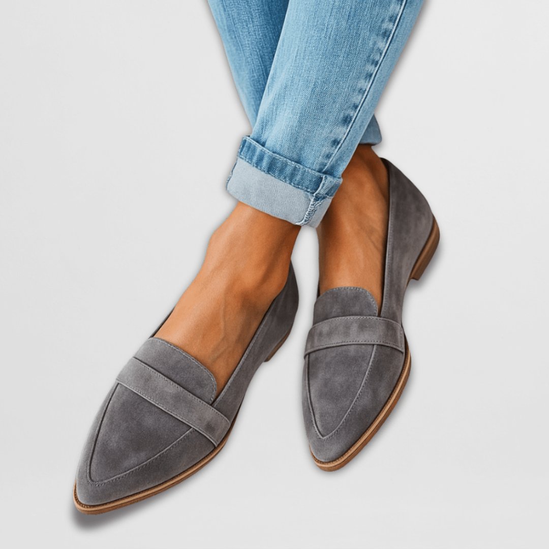 Women's Orthopedic Suede Slip-On Loafers - Gray