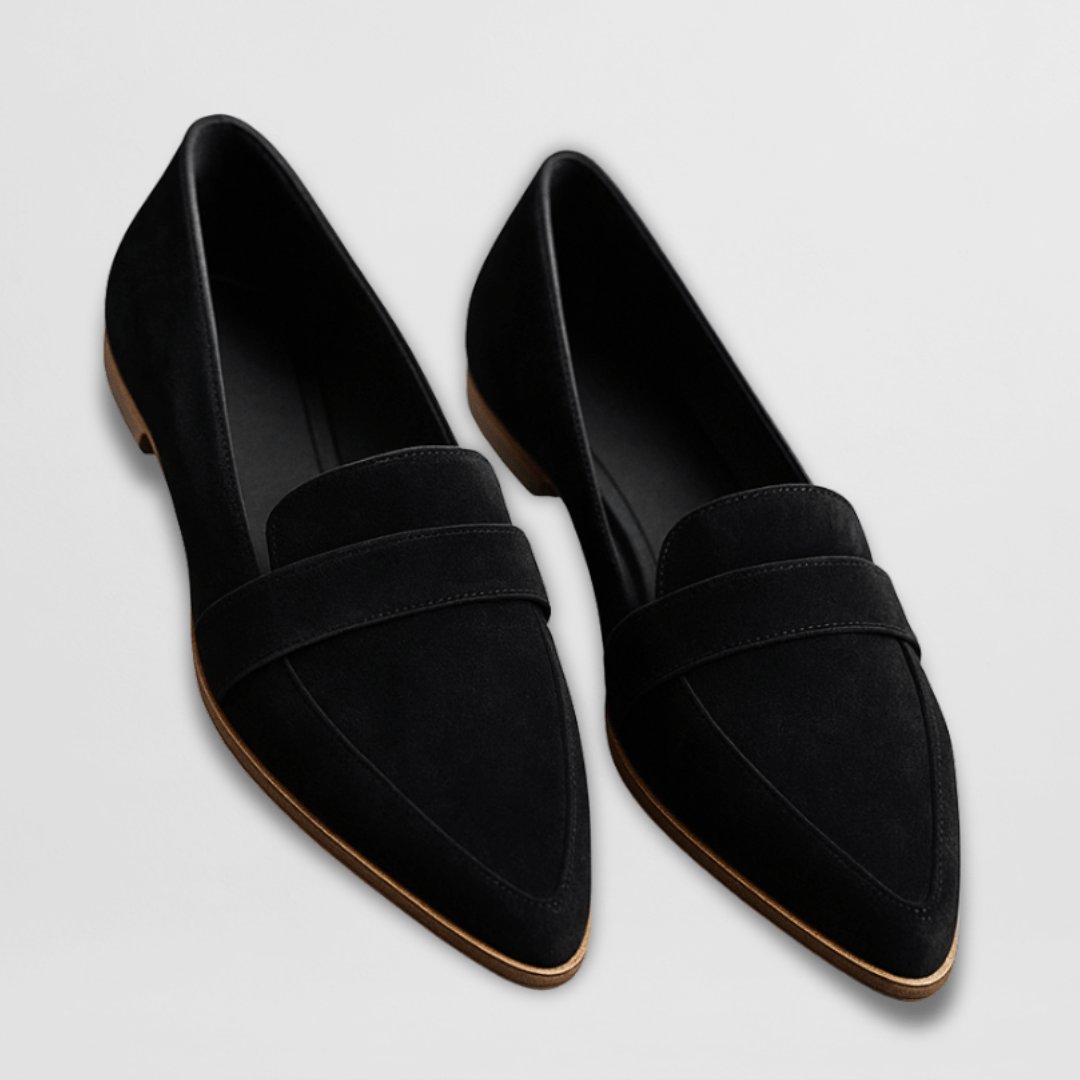Women's Orthopedic Suede Slip-On Loafers - Black