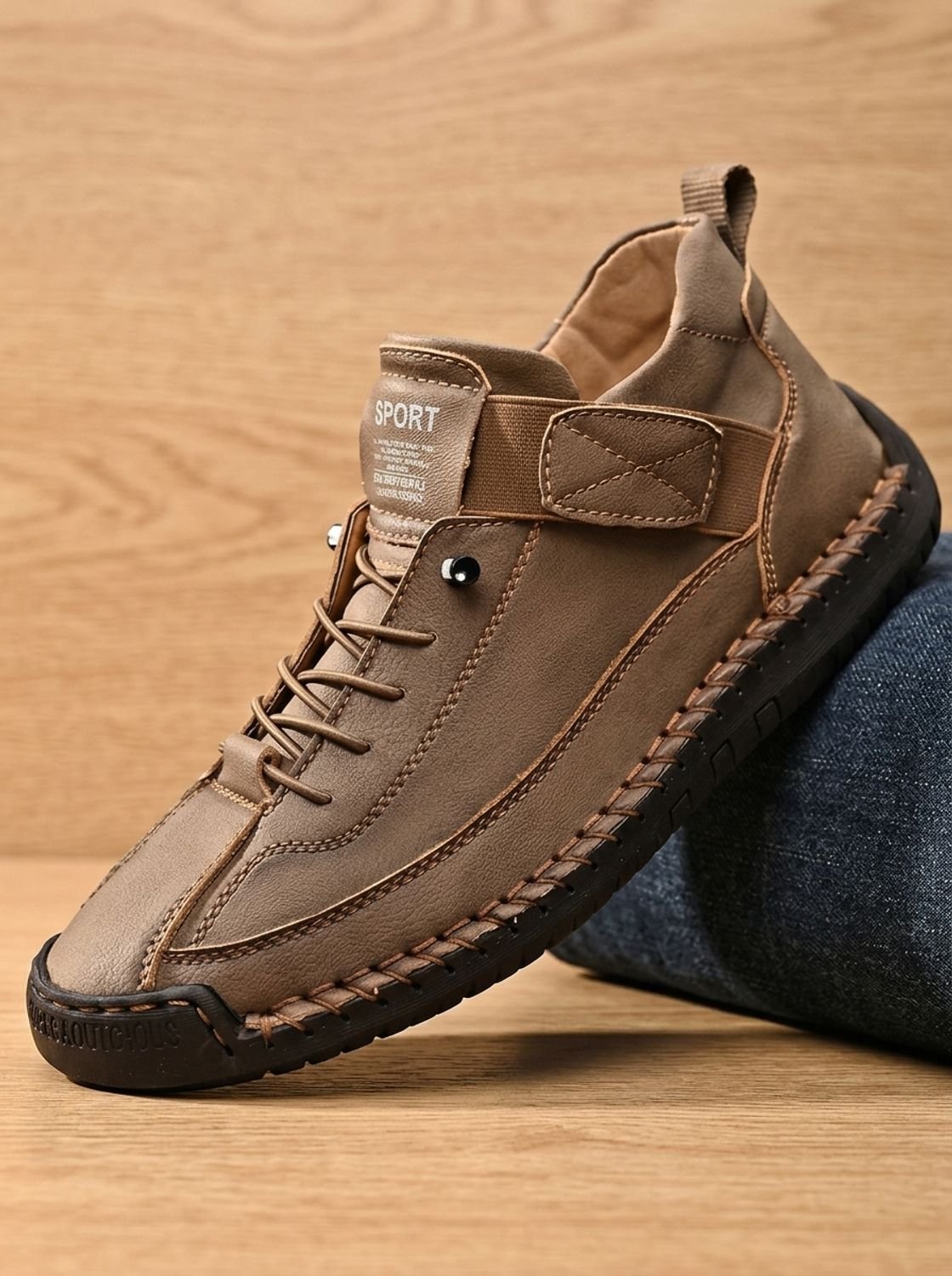 Women's Orthopedic Wide-Fit Elastic Slip-On Sneakers - Light Brown