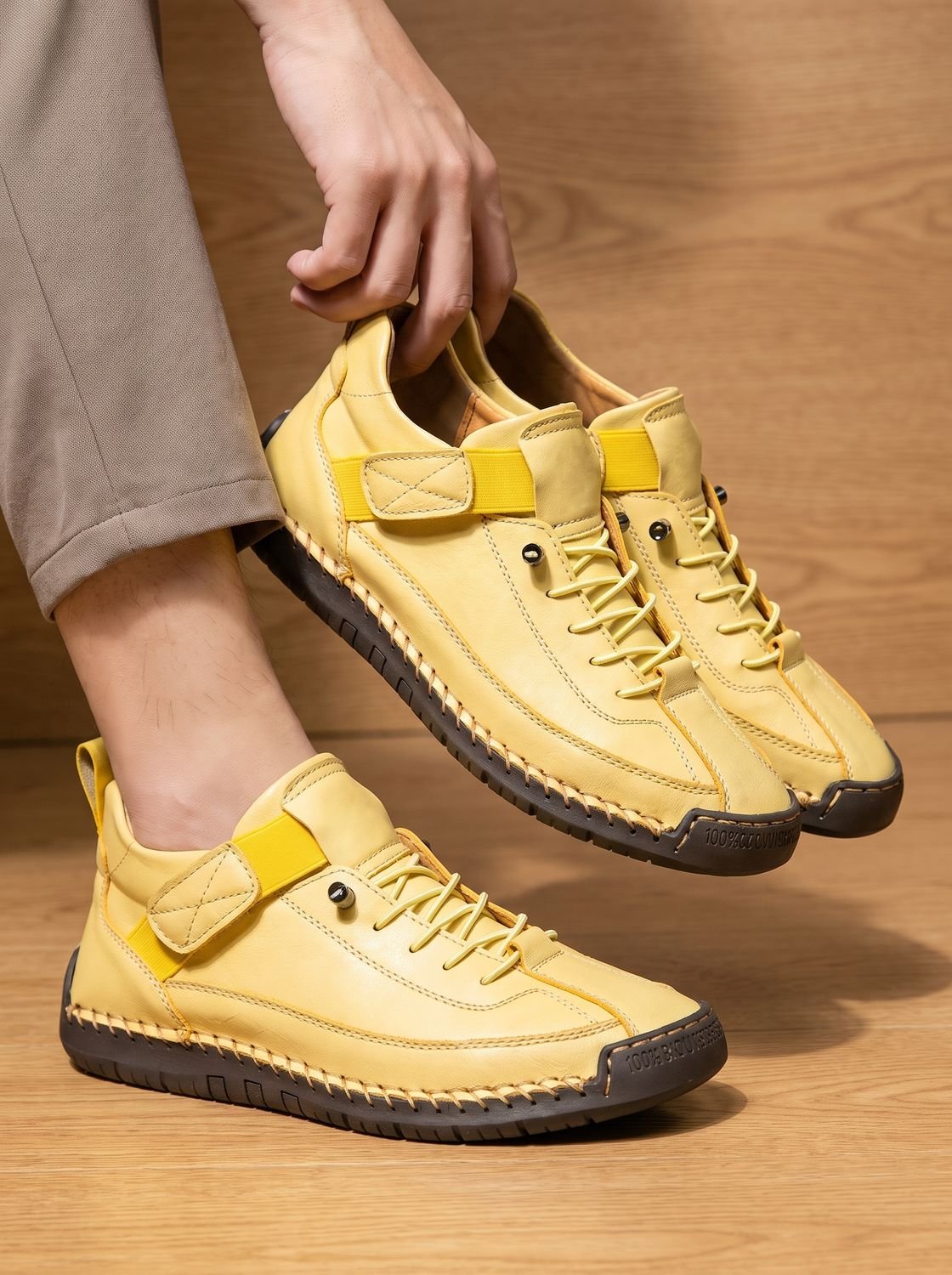 Women's Orthopedic Wide-Fit Elastic Slip-On Sneakers - Yellow