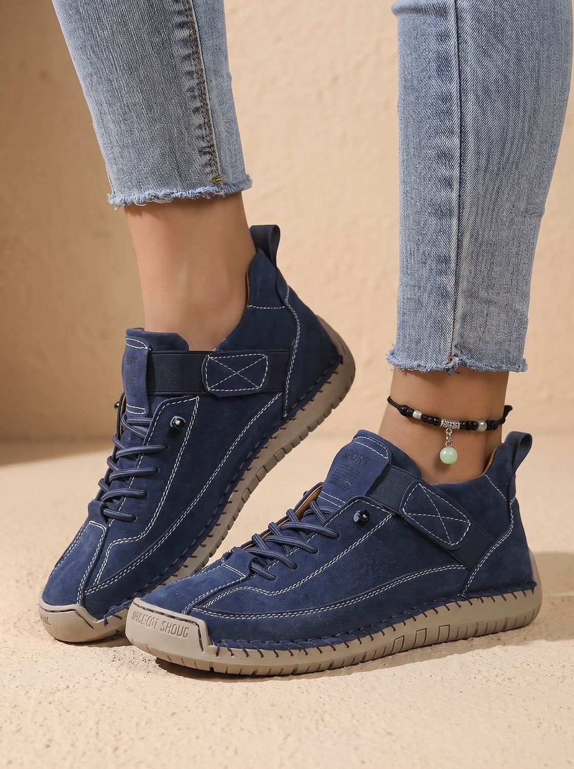 Women's Orthopedic Wide-Fit Elastic Slip-On Sneakers - Blue