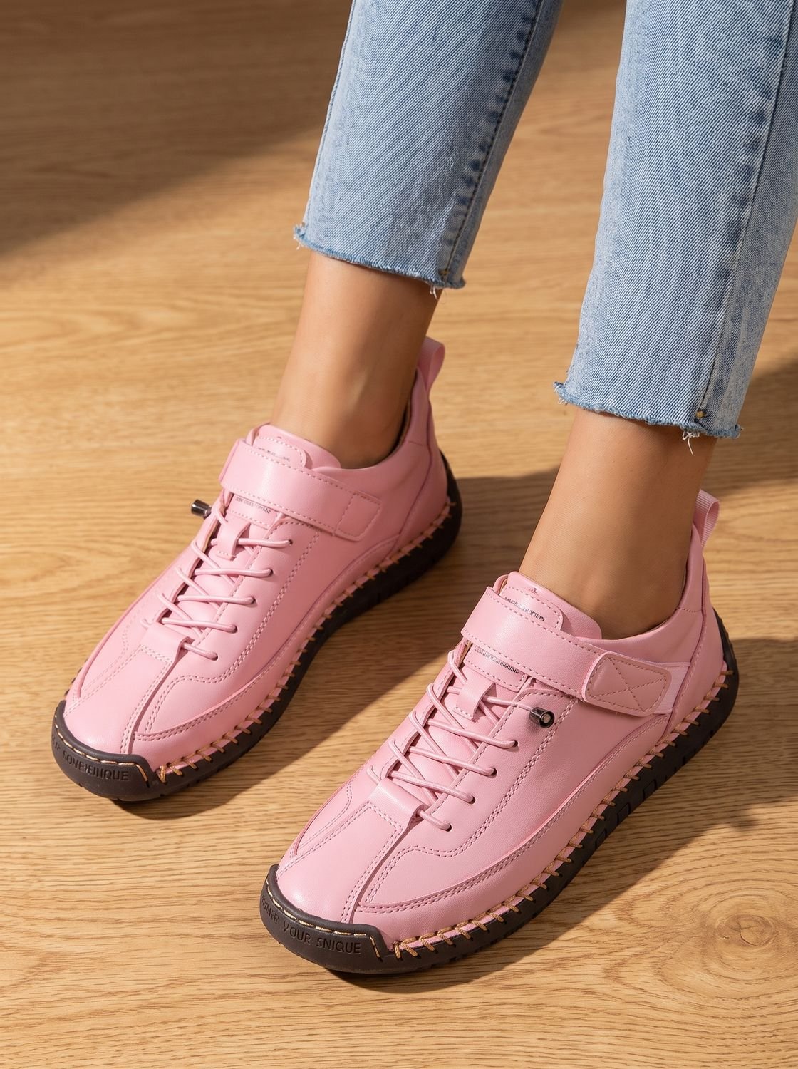 Women's Orthopedic Wide-Fit Elastic Slip-On Sneakers - Pink
