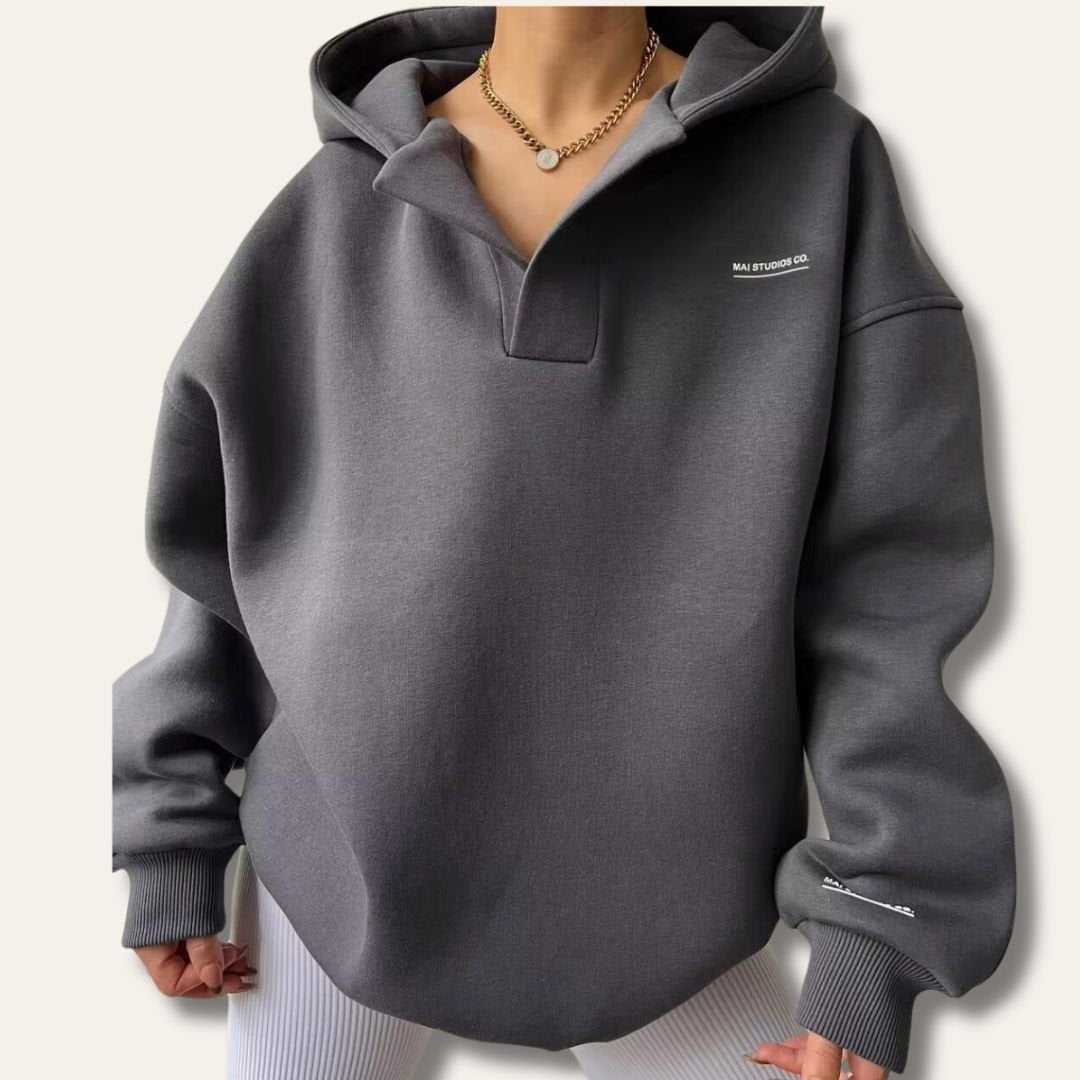 Women's Oversized Hoodie Soft Cotton Blend Relaxed Fit - Gray