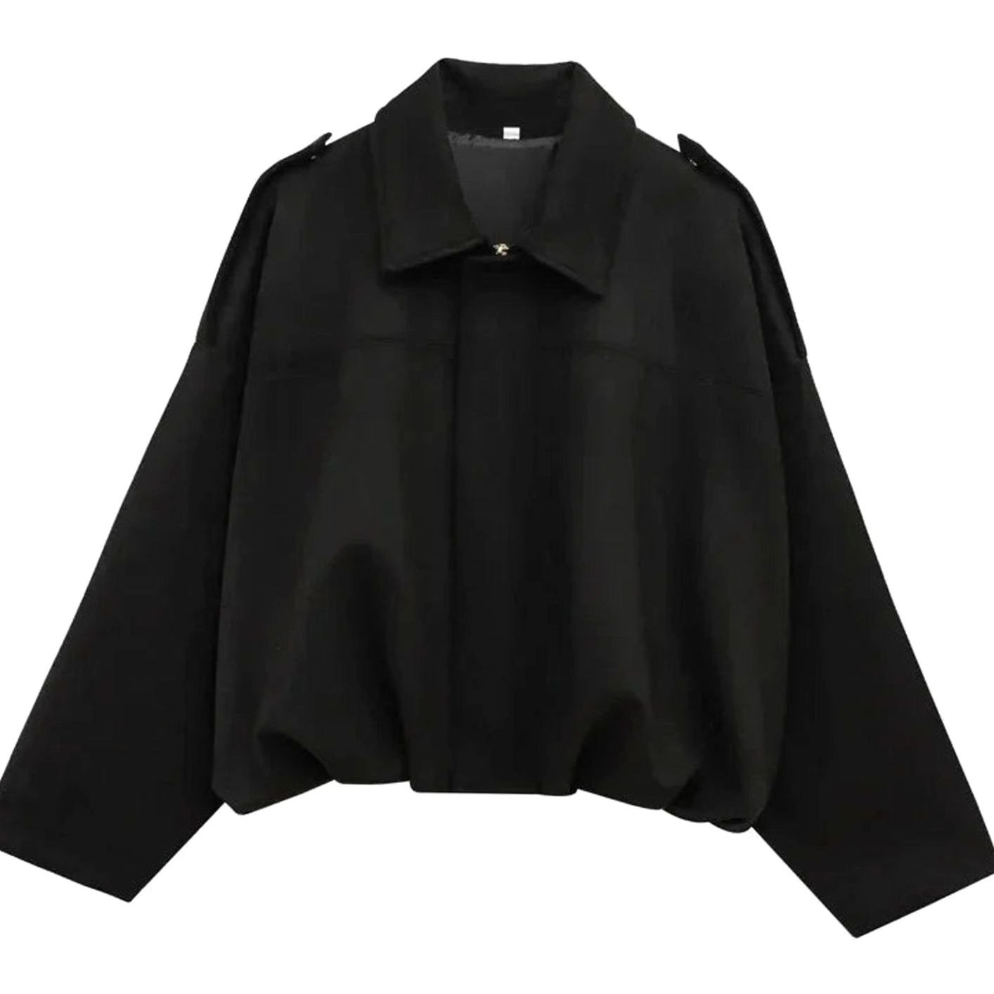 Women's Oversized Suede-Look Light Bomber Jacket Zip-Up - Black