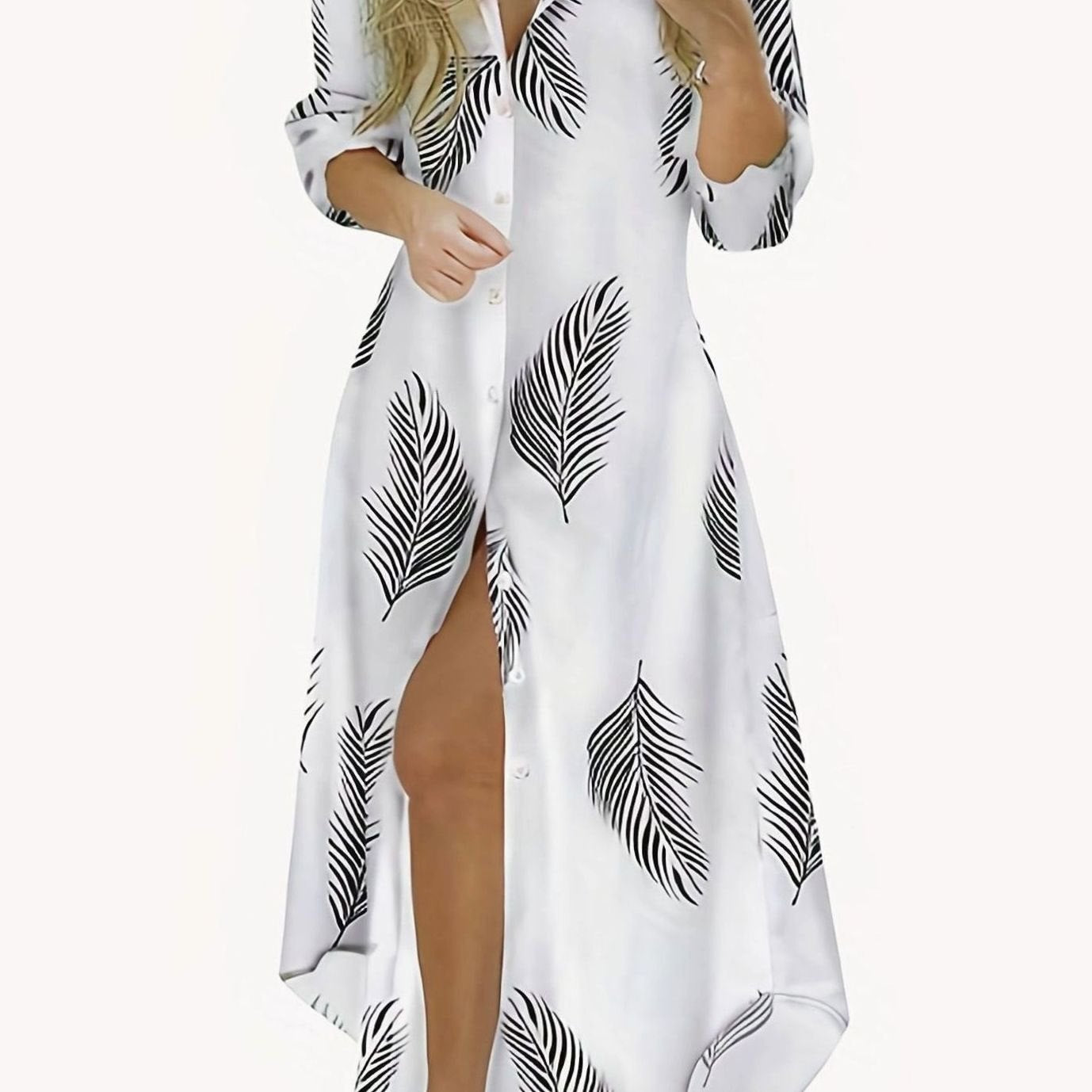 Women's Pastel Striped Button-Down Long Sleeve Maxi Dress - White