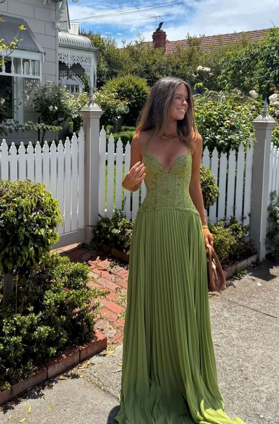 Women's Pleated Corset Maxi Dress Formal Gown