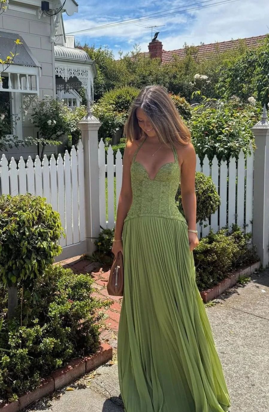 Women's Pleated Corset Maxi Dress Formal Gown
