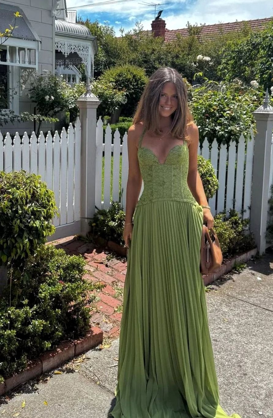 Women's Pleated Corset Maxi Dress Formal Gown