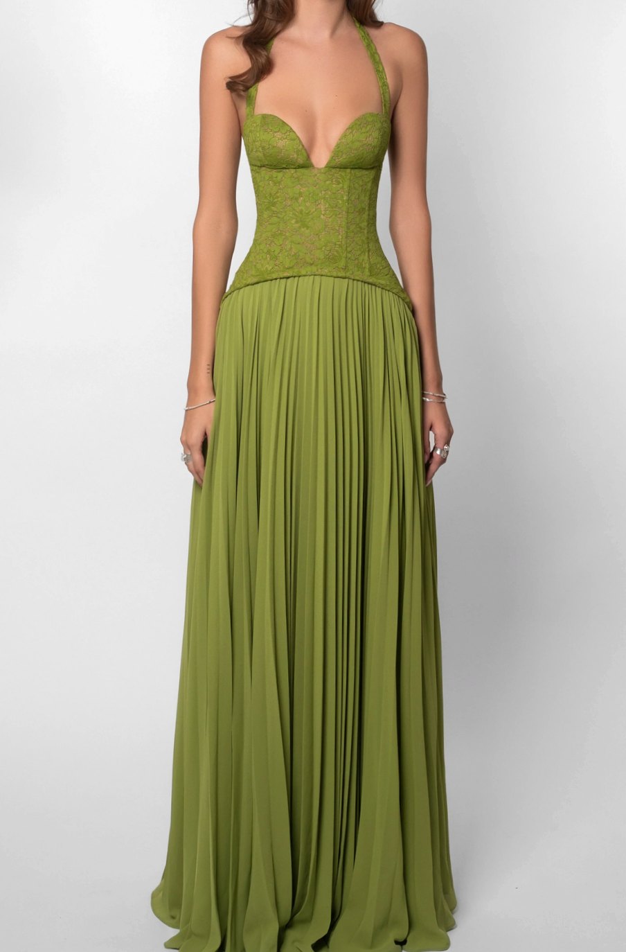 Women's Pleated Corset Maxi Dress Formal Gown