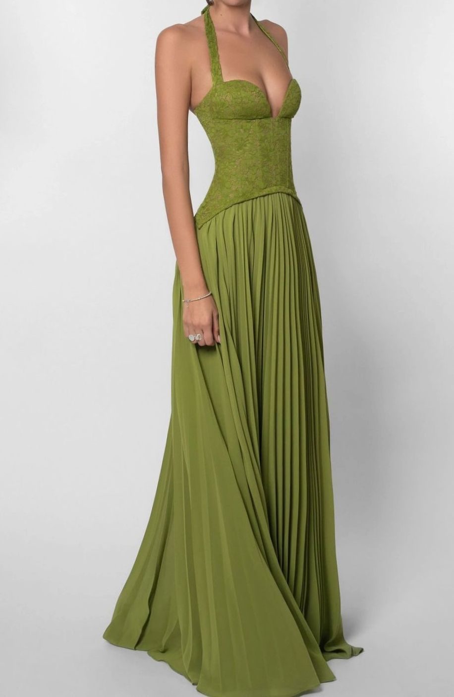 Women's Pleated Corset Maxi Dress Formal Gown
