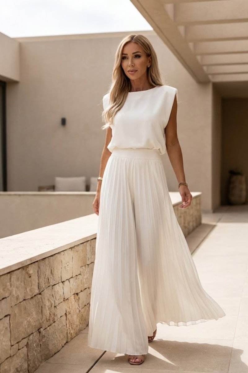 Women's Pleated Wide-Leg Sleeveless Summer Dress Jumpsuit