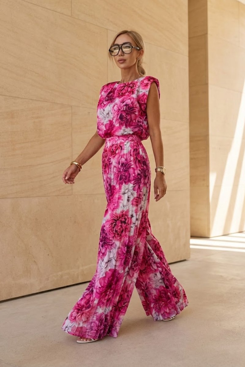 Women's Pleated Wide-Leg Sleeveless Summer Dress Jumpsuit