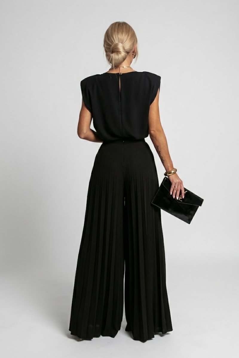 Women's Pleated Wide-Leg Sleeveless Summer Dress Jumpsuit