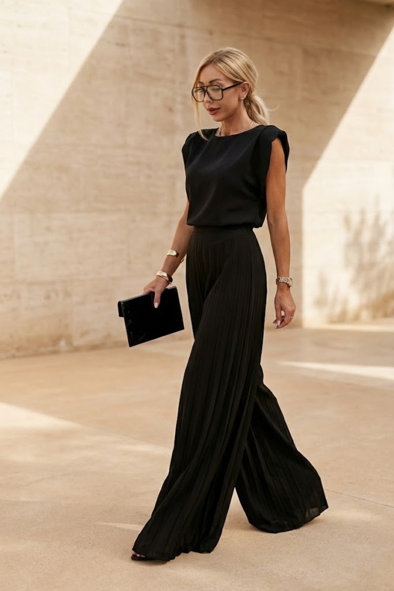 Women's Pleated Wide-Leg Sleeveless Summer Dress Jumpsuit