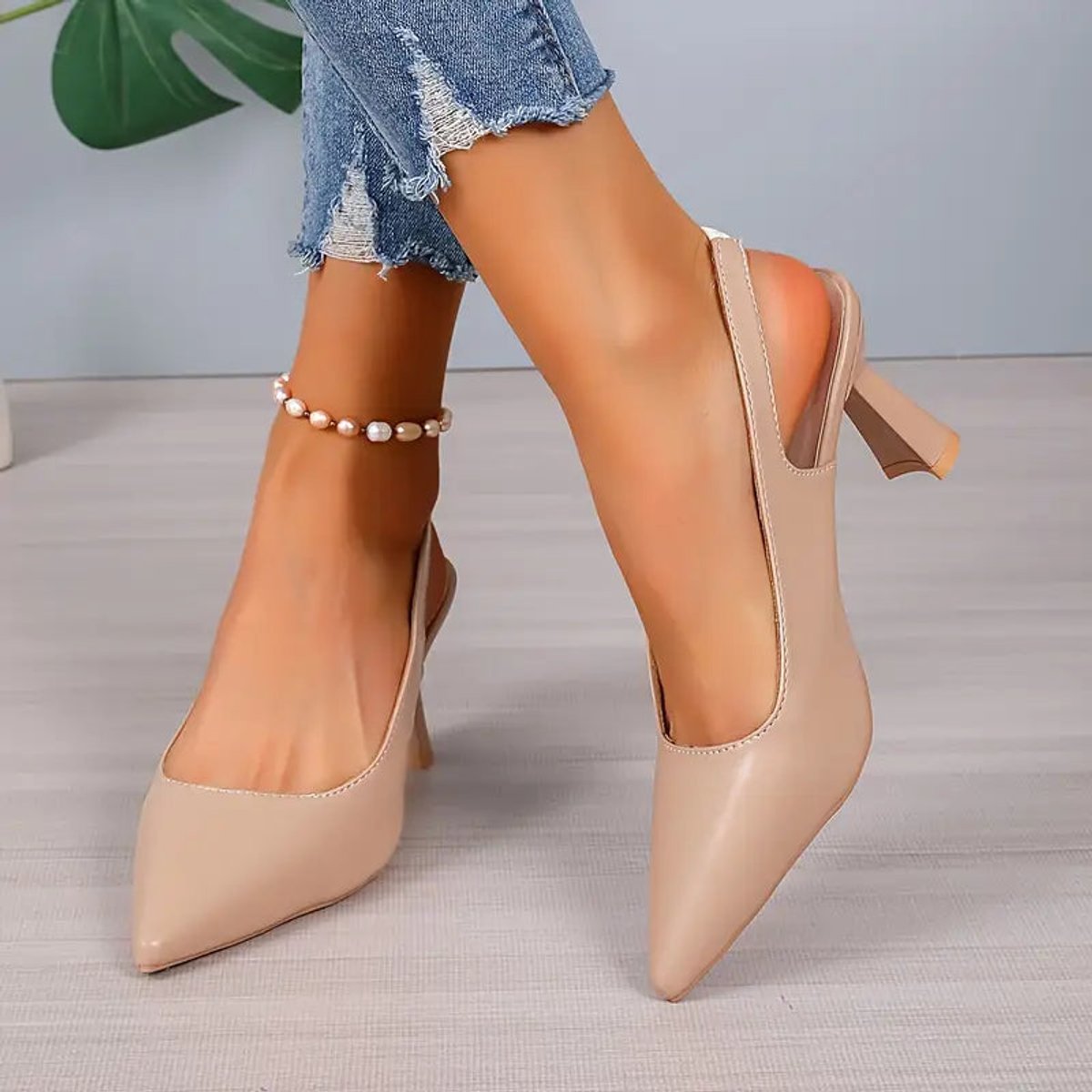 Women's Pointed-Toe Slingback Block-Heel Comfort Sandals - Khaki
