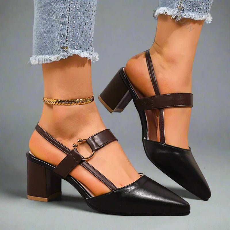 Women's Pointed Toe T-Strap Block Heels