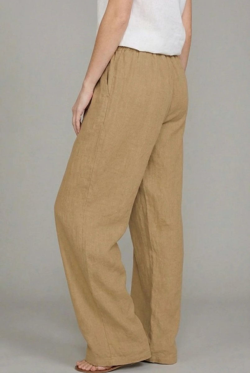 Women's Relaxed Drawstring Linen Wide Leg Pants