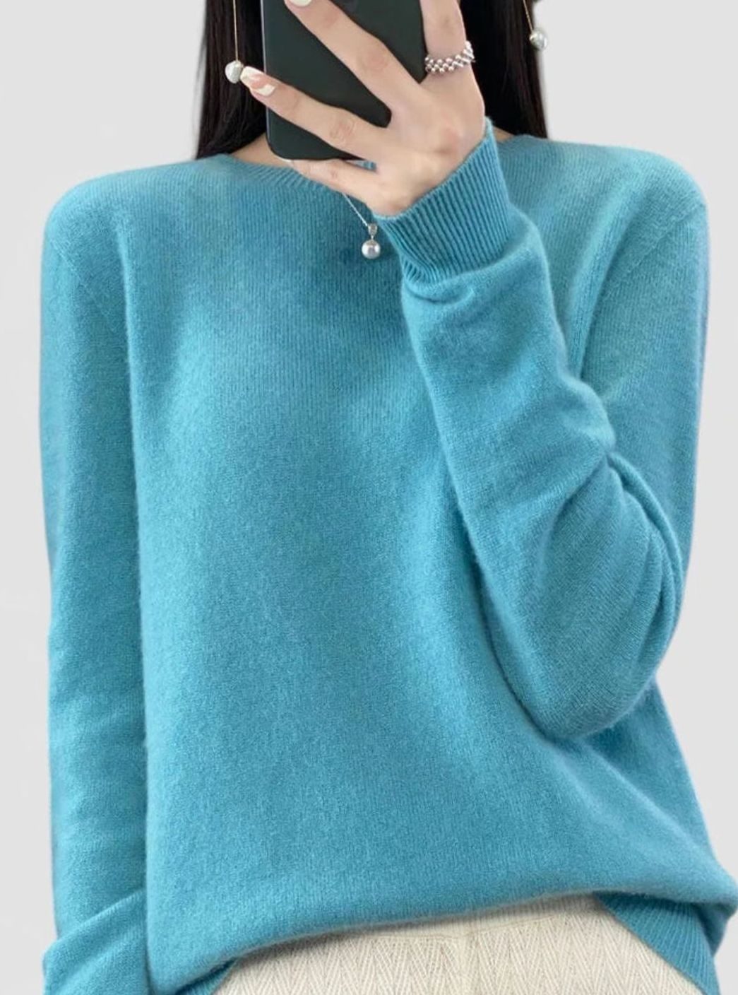 Women's Relaxed-Fit Crew-Neck Knit Lightweight Sweater