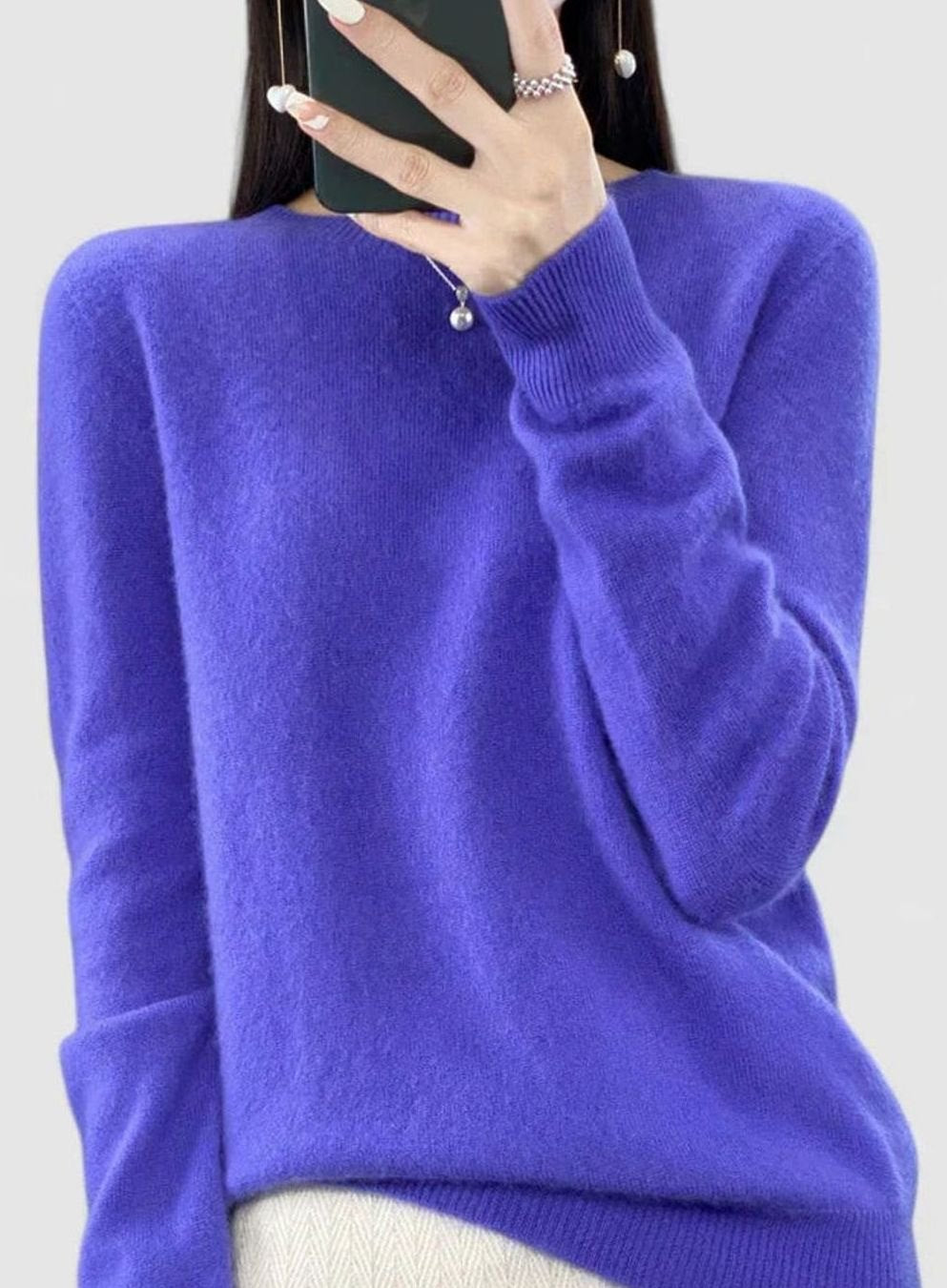 Women's Relaxed-Fit Crew-Neck Knit Lightweight Sweater