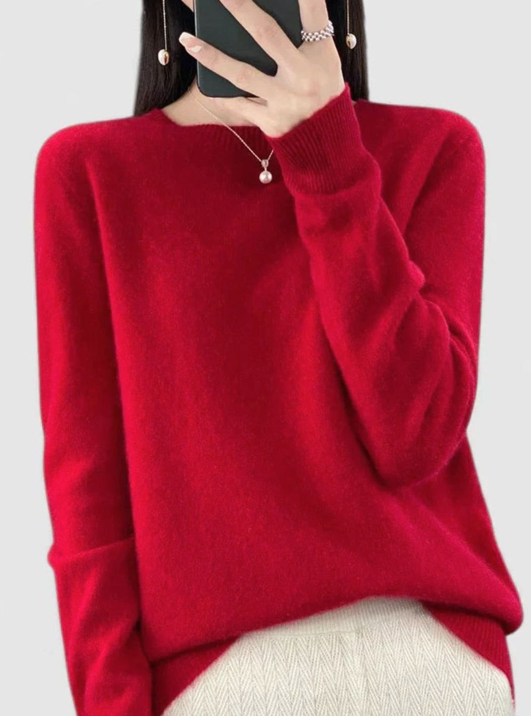 Women's Relaxed-Fit Crew-Neck Knit Lightweight Sweater