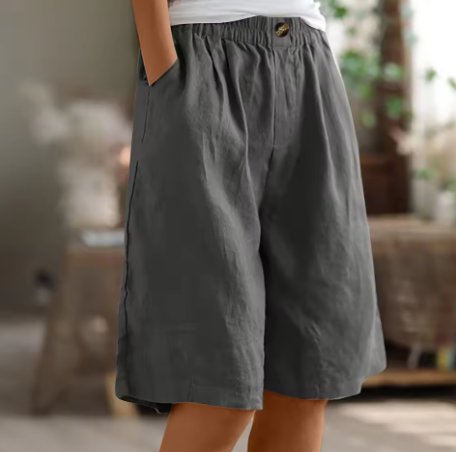 Women's Relaxed-Fit Elastic-Waist Bermuda Shorts - Grijs