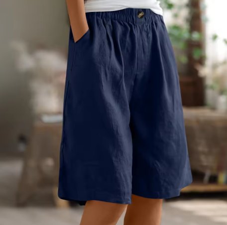 Women's Relaxed-Fit Elastic-Waist Bermuda Shorts - Marineblauw