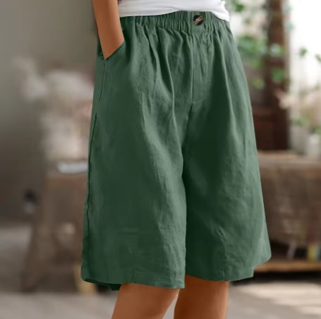 Women's Relaxed-Fit Elastic-Waist Bermuda Shorts - Groen