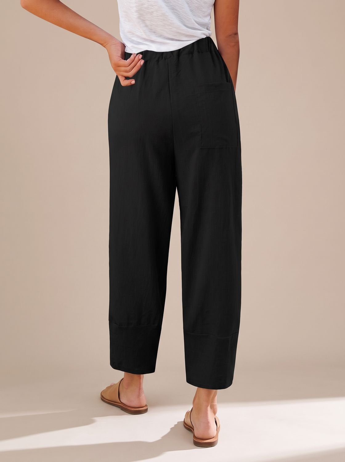 Women's Relaxed-Fit Linen Trousers Ankle-Length Casual Pants