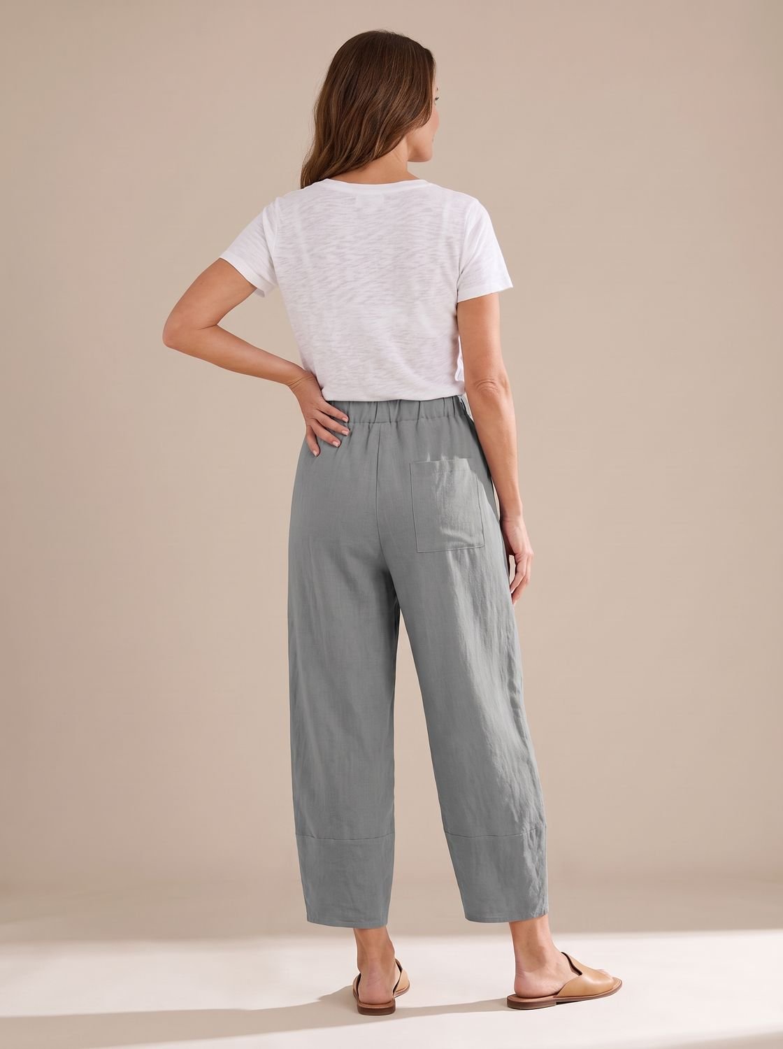 Women's Relaxed-Fit Linen Trousers Ankle-Length Casual Pants