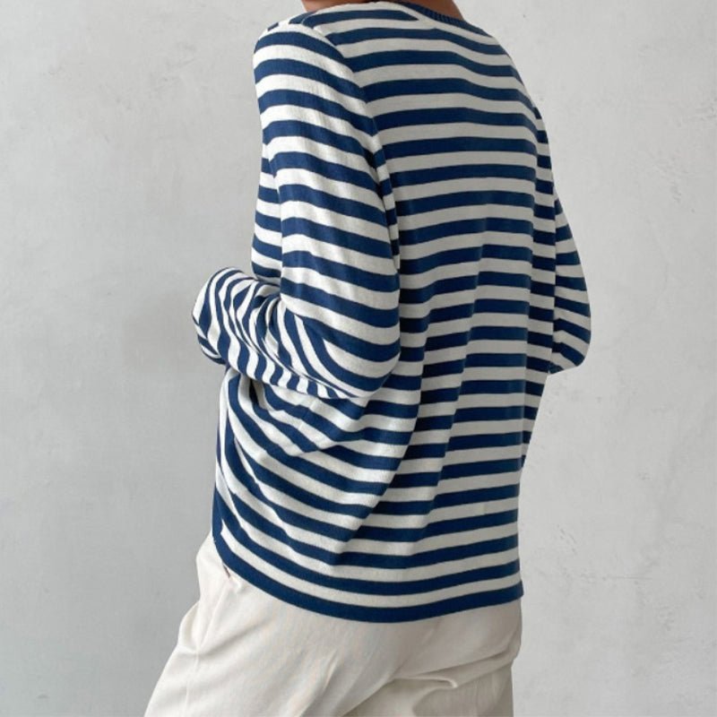 Women's Relaxed-Fit Striped Long-Sleeve Pullover