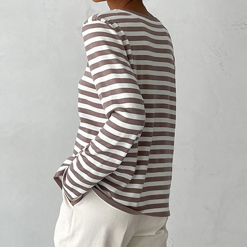 Women's Relaxed-Fit Striped Long-Sleeve Pullover