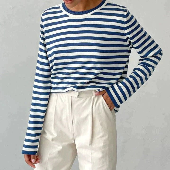 Women's Relaxed-Fit Striped Long-Sleeve Pullover