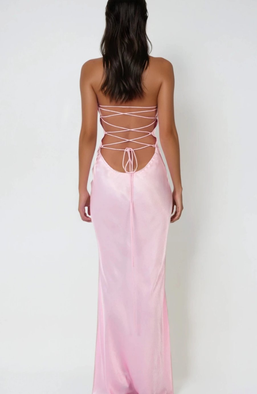 Women's Rhinestone-Embellished Halter-Neck Satin Maxi Dress