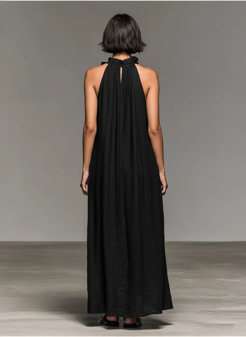 Women's Ruffle-Trim Halter Linen Maxi Dress