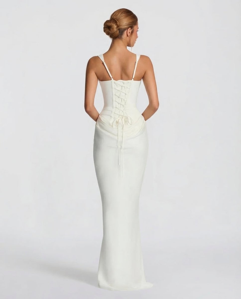 Women's Satin Corset Maxi Summer Dress Jumpsuit Draped Formal Gown