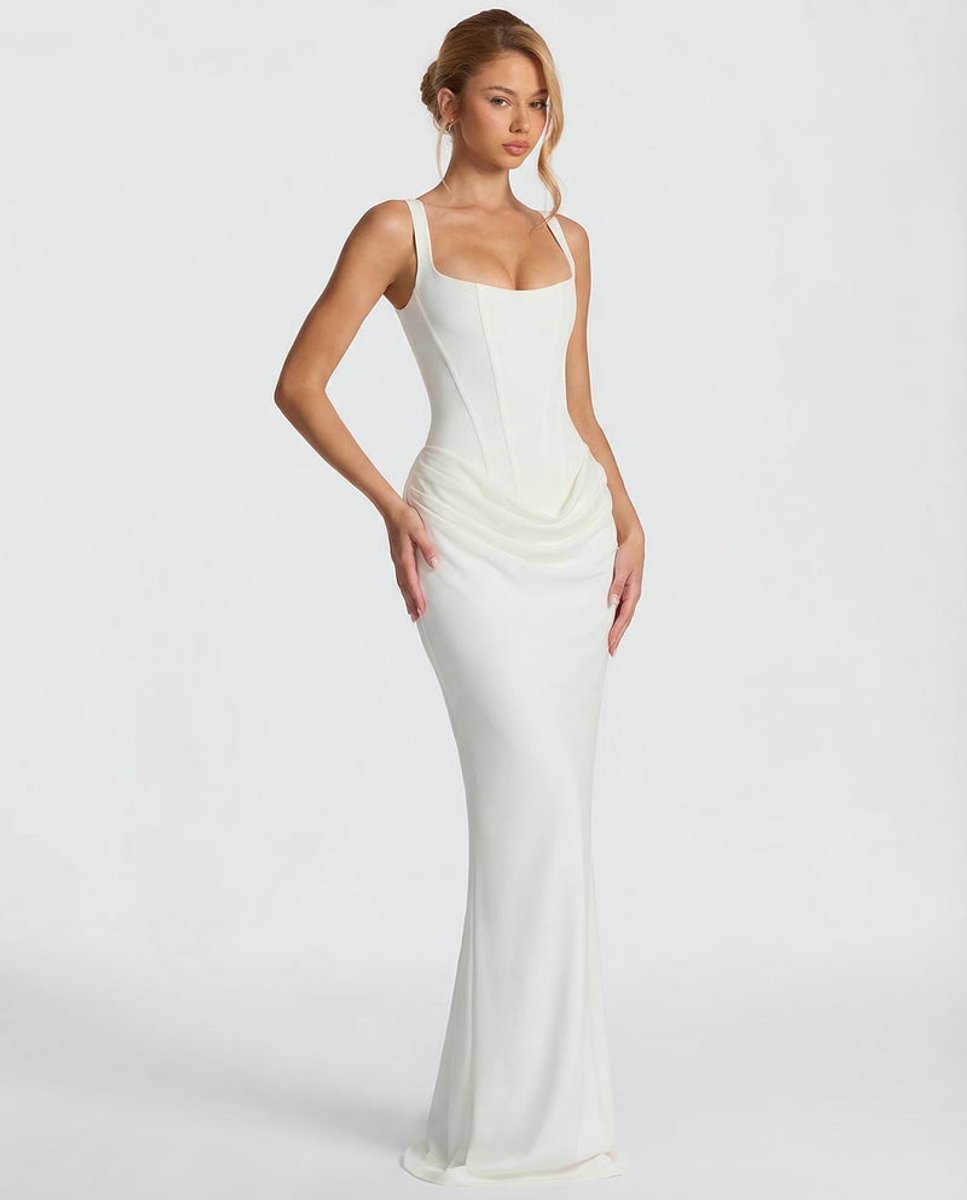 Women's Satin Corset Maxi Summer Dress Jumpsuit Draped Formal Gown