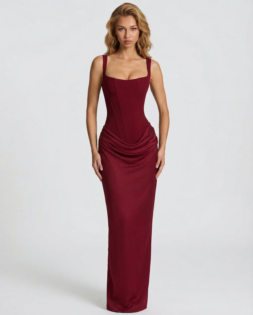 Women's Satin Corset Maxi Summer Dress Jumpsuit Draped Formal Gown