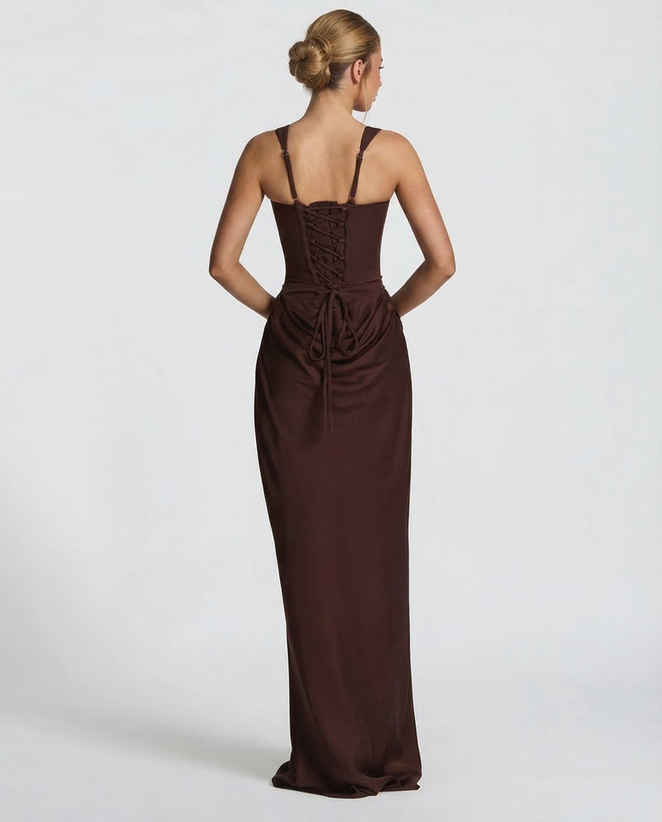 Women's Satin Corset Maxi Summer Dress Jumpsuit Draped Formal Gown