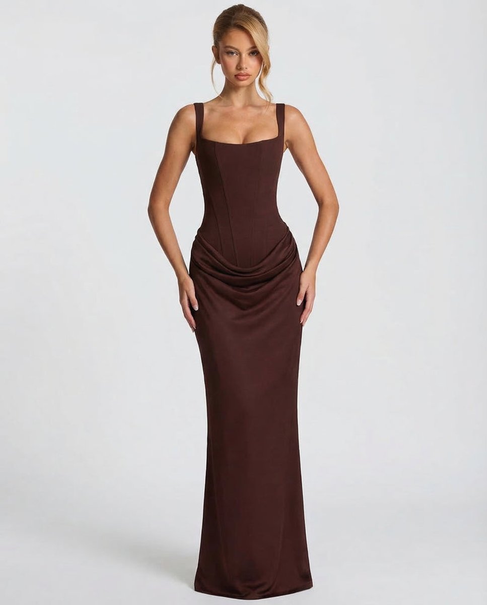 Women's Satin Corset Maxi Summer Dress Jumpsuit Draped Formal Gown