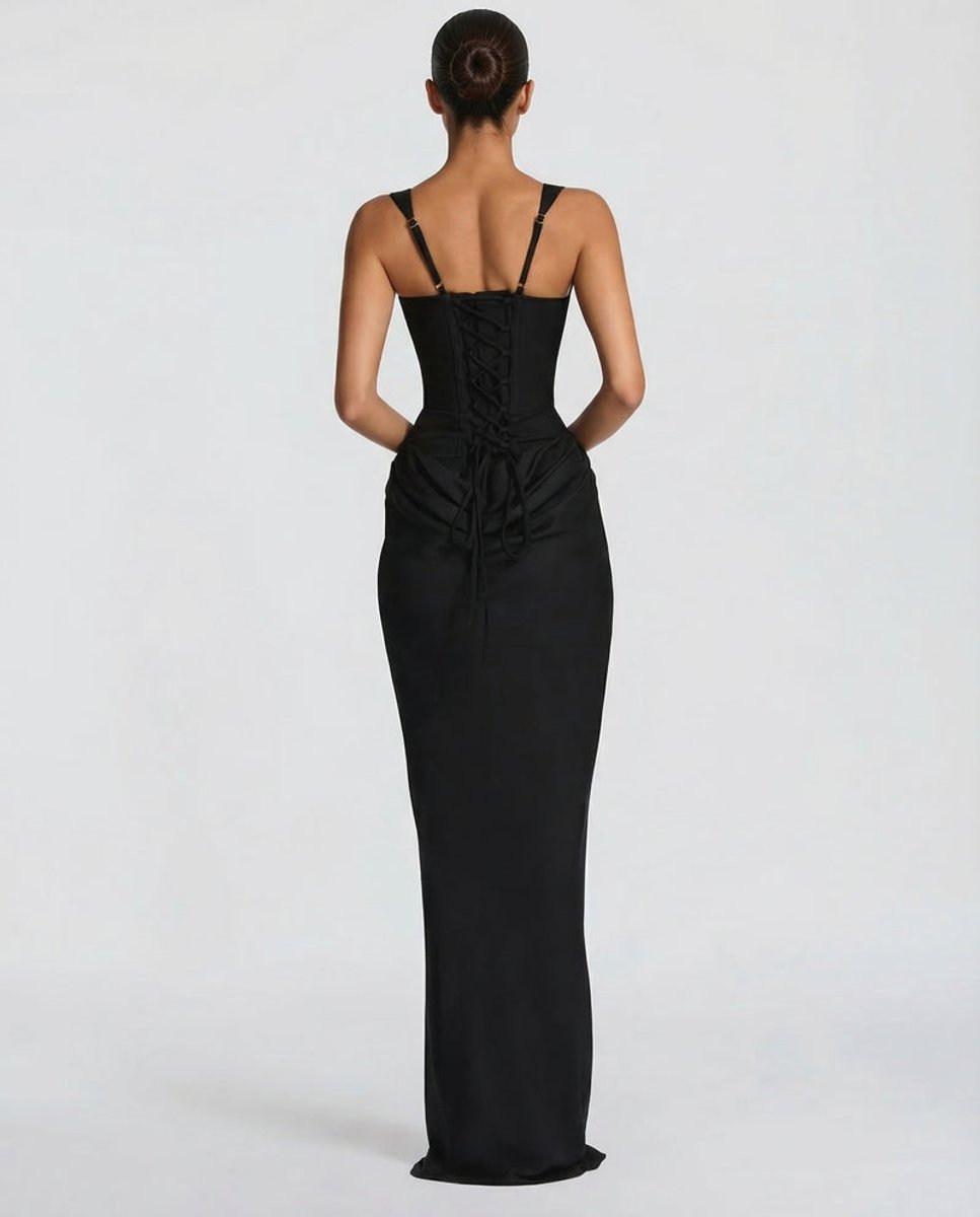 Women's Satin Corset Maxi Summer Dress Jumpsuit Draped Formal Gown