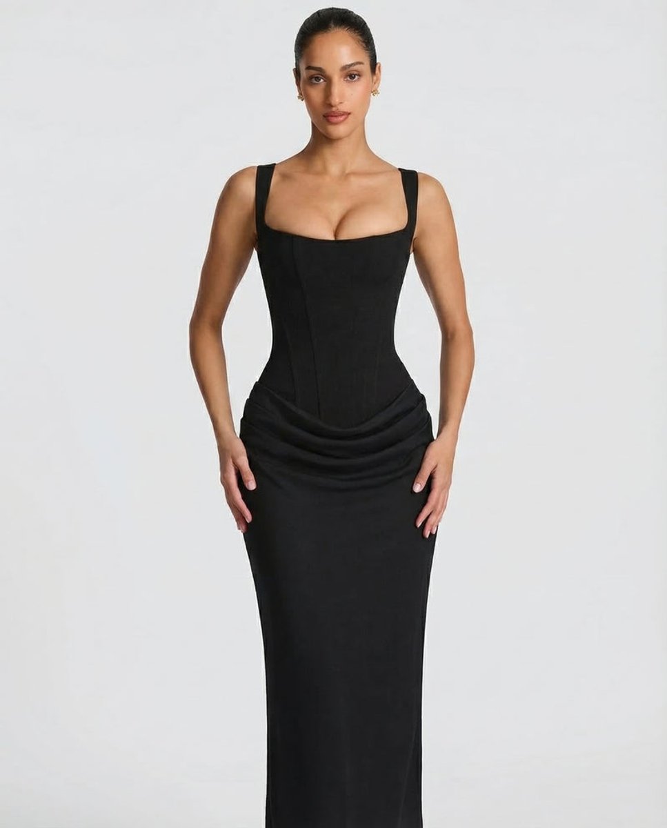 Women's Satin Corset Maxi Summer Dress Jumpsuit Draped Formal Gown