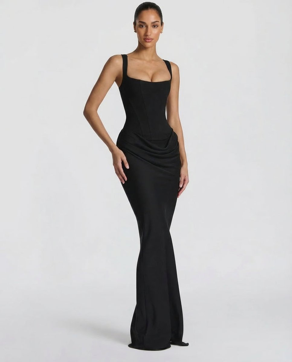 Women's Satin Corset Maxi Summer Dress Jumpsuit Draped Formal Gown