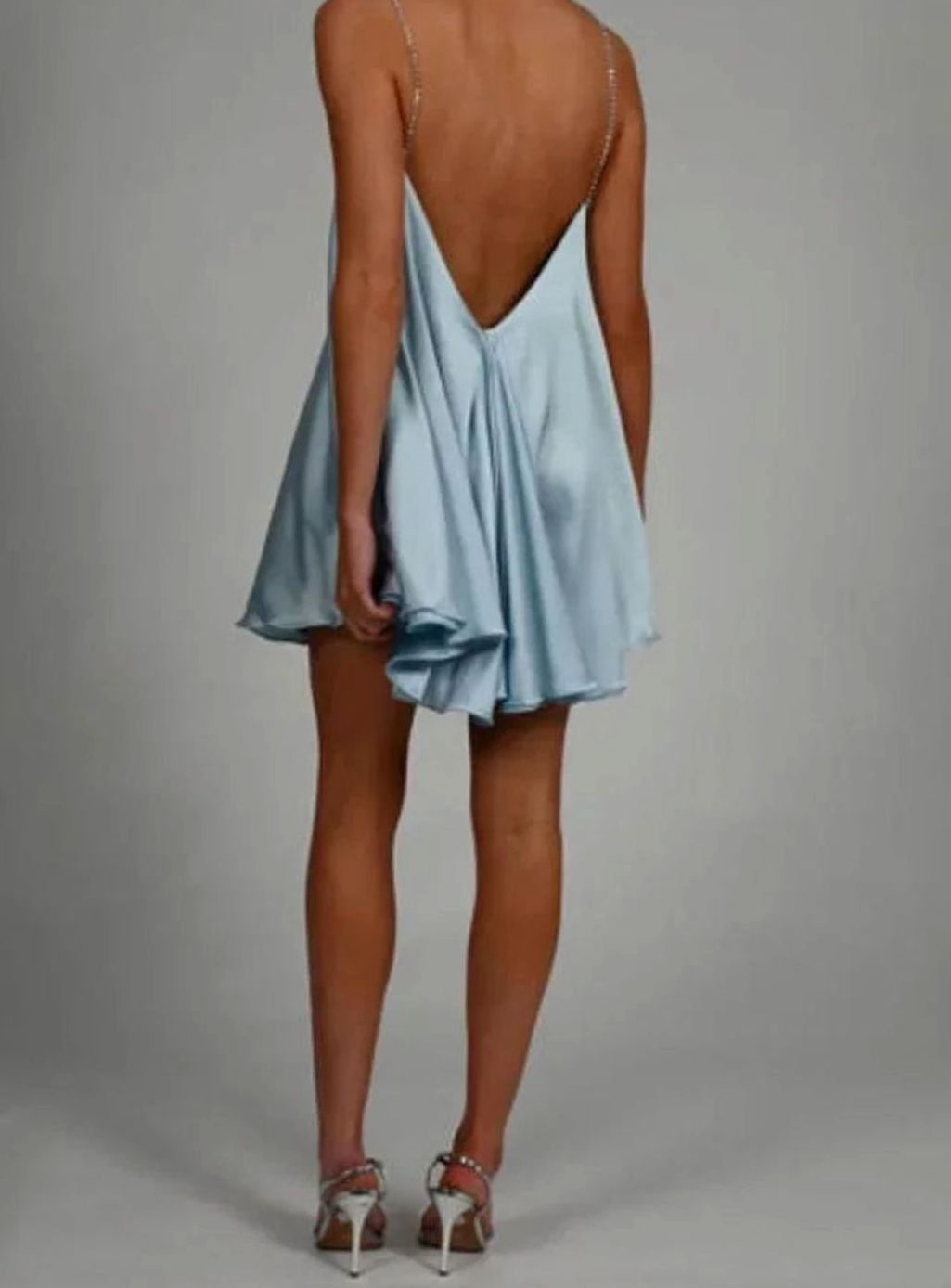 Women's Satin Rhinestone-Strap Flowy Wedding Guest Dress